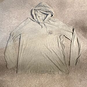 Polo Ralph Lauren Heather Gray Hooded Tee Shirt with flag detail on pocket and o